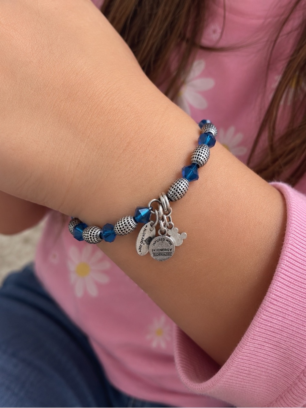 Disney Kids Blue Crystal Bead Charm Bracelet - Silver Accents CELEBRATE